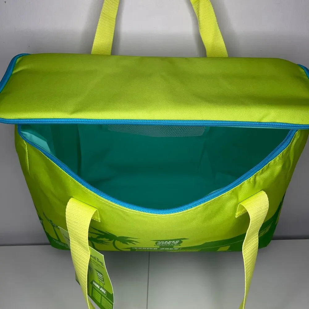 Set of 2 Trader Joe’s Insulated Cooler Bags — Large + Mini — Lime Green + Stripe